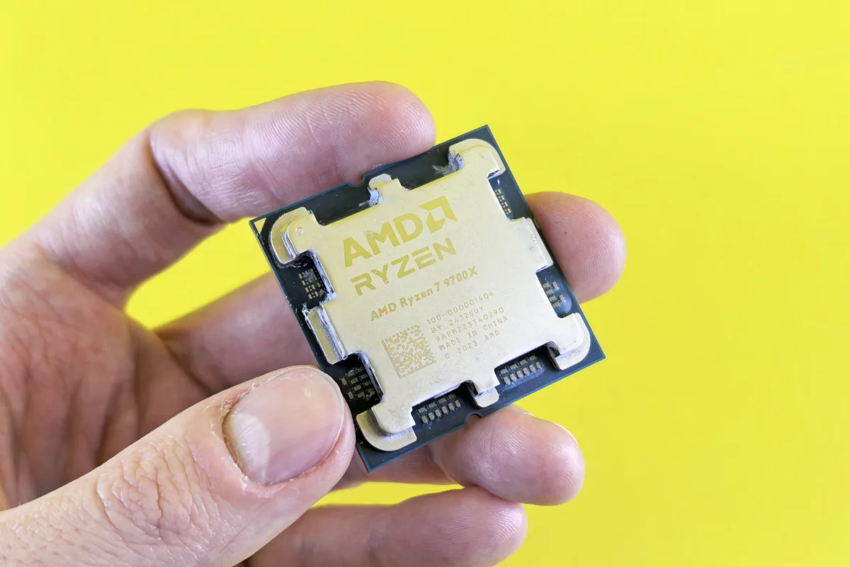 Ilustrasi chip AMD dan teknologi kecerdasan buatan
