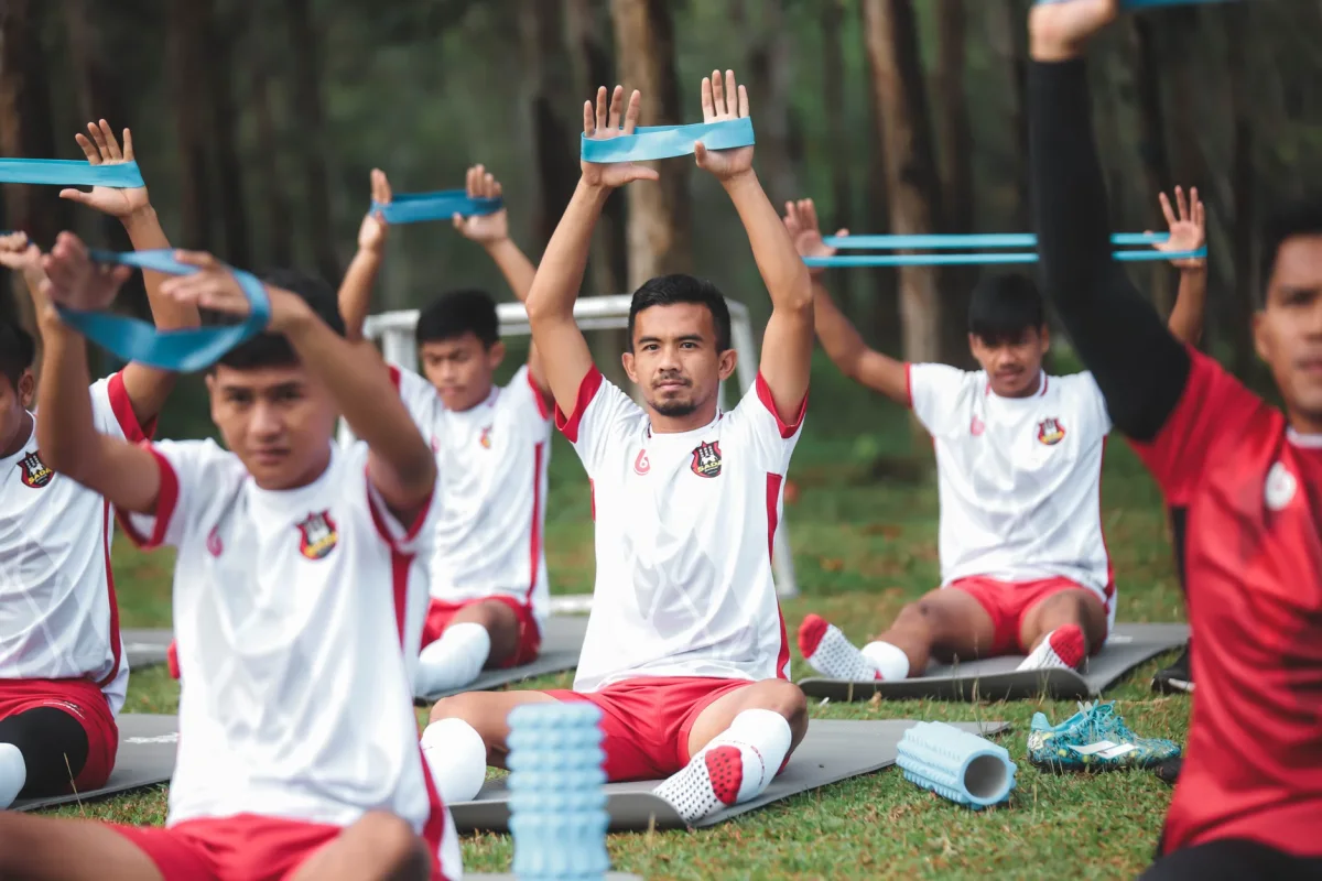 Pemain Timnas Indonesia saat menjalani sesi latihan resmi