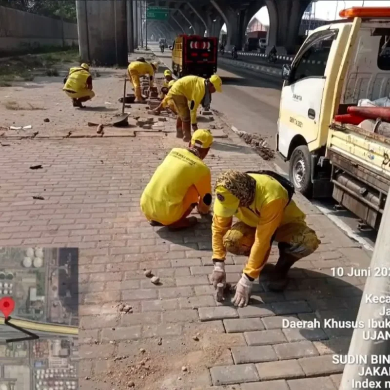 Bina Marga DKI Perbaiki Trotoar Jalan Jampea yang Dibongkar OTK