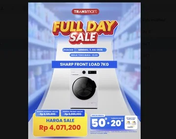 Mesin Cuci Sharp Front Load 7kg Diskon Gede di Transmart Full Day Sale