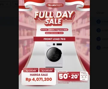 Mesin Cuci Banting Harga di Transmart Full Day Sale, Cek Promonya