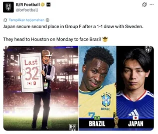 Jepang Hadapi Brasil di Babak Gugur Piala Dunia 2026, Netizen Antusias