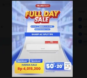 AC Sharp 1 PK Hemat Jutaan Rupiah di Transmart Full Day Sale