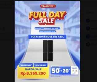 Kulkas Polytron 480L Diskon Jumbo di Transmart Full Day Sale