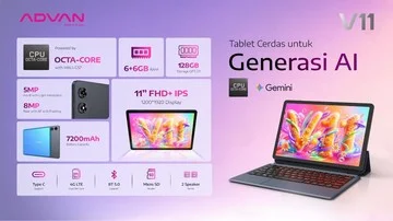 Advan Tablet V11: Tablet Rp 2 Jutaan dengan Gemini AI untuk Pelajar