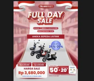 Promo Sepeda Listrik Murah di Transmart Full Day Sale, Diskon hingga 70%