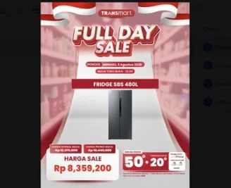 Harga Kulkas Side by Side Polytron di Transmart Full Day Sale, Diskon Hingga Rp4 Juta