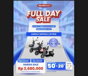 Diskon Jumbo E-Bike Spesial Transmart Full Day Sale Hari Ini
