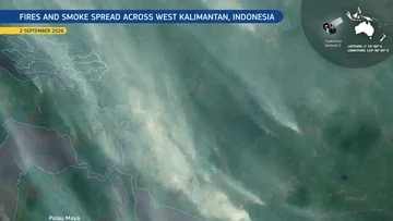 Satelit Copernicus Rekrut Citra Asap Tebal dari Titik Api di Ketapang