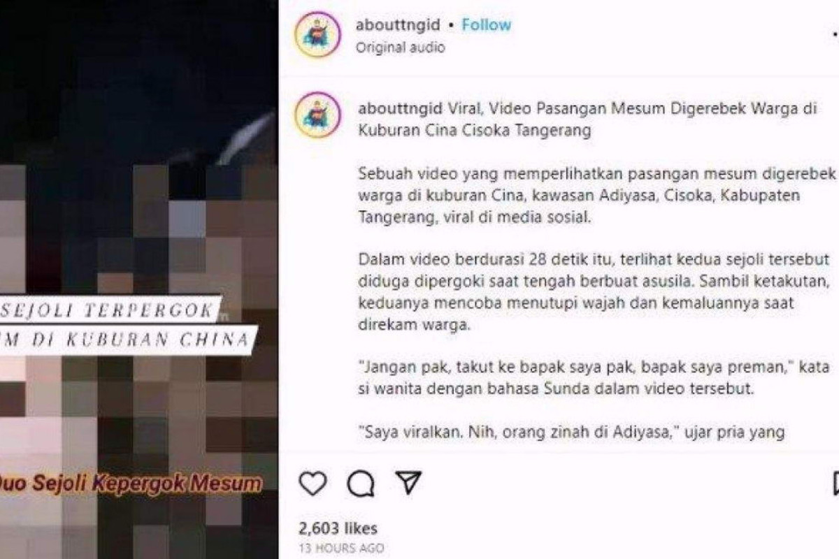 MIRIS! Viral Vidio Dua Sejoli Berbuatu Asusila di Kuburan Cina Tangerang, Sudah Siap Action Keciduk Warga
